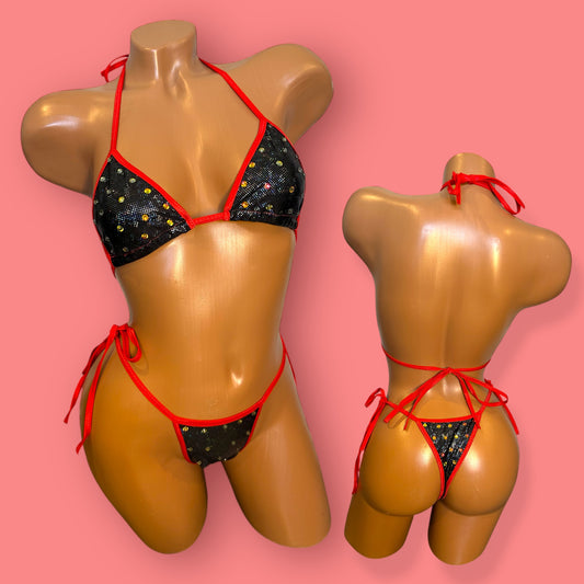 Bling Mini Bikini - Black/Red